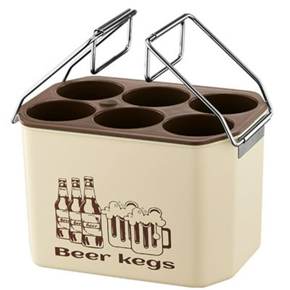 Stainless Steel Beer Carrier - 6 Bottle Capacity with Ice Compartment | Durable 304 Steel Drink Holder for Sports, Tailgates & Outdoor Parties