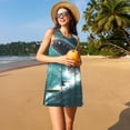 thumbnail image 3 of Xecao Requin de Surf pour Robes d'Été pour Femmes, Robes Décontractées de Plage, Cache-Maillots, Robe T-Shirt Sans Manches Évasée avec Poches, 3 of 7