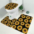 thumbnail image 2 of Black Sunflower Pattern Bathroom Rugs Sets 3 Piece,Toilet Cover Set,Absorbent Non Slip Bathroom Mats Sets with U-Shaped Contour Rug Toilet Rug Set, 2 of 5