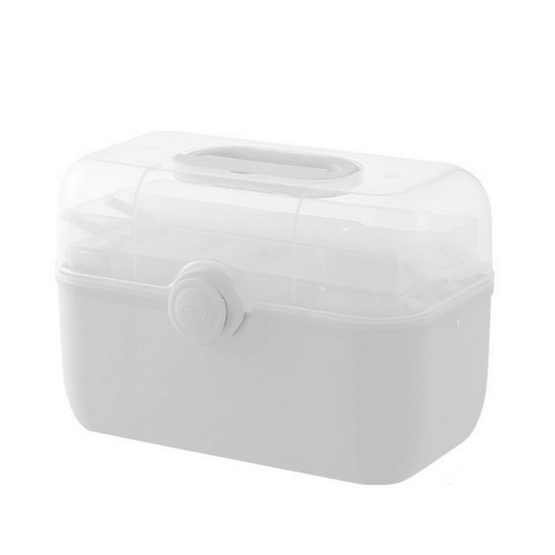 Verdant Touch Contenedores de plástico para almacenamiento médico, caja de almacenamiento de medicamentos, de plástico, multicapa, gran capacidad, para el hogar, color blanco (grande)
