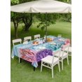 thumbnail image 4 of Outdoor Tablecloth with Umbrella Hole for Patio/Picnic/Party/Camping, Ocean Coral Waterproof Table Cloth Rectangle Table Cover Washable, Summer Coastal Seaweed Starfish Wood Ombre Blue (52"x 70"), 4 of 8