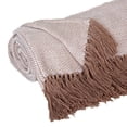 thumbnail image 3 of 50" X 60" Beige and Brown Woven Cotton Herringbone Throw Blanket with Fringe, 3 of 8