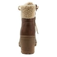 thumbnail image 3 of Soda Women Chunky Thick Heels Lug Sole Faux Fur Ankle Combat Boots Lace Up Side Zipper Booties Keynote-S Light Brown PU 11, 3 of 4