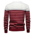 thumbnail image 5 of TFEOQRY Men's Striped Round Neck Sweater Color Block Long Sleeve Pullover Fall Winter Warm Casual Tops Beige, 5 of 5