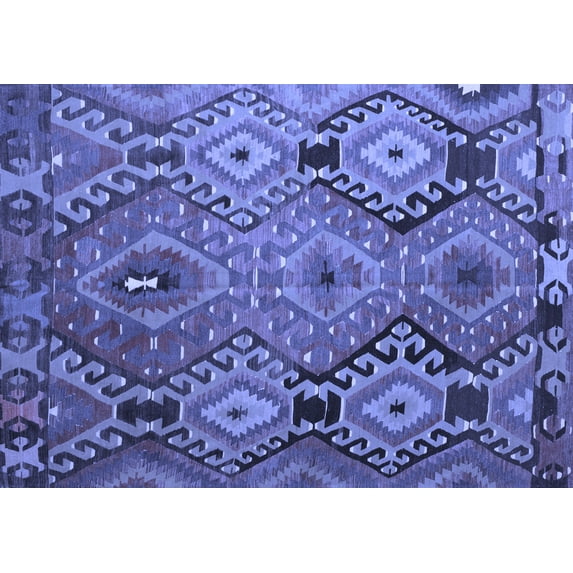Ahgly Company Machine Washable Indoor Rectangle Southwestern Blue Country Area Rugs, 5' x 7'