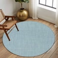 thumbnail image 3 of Vintage Haze Blue Large Area Rugs for Bedroom Living Room, Soft Non Slip Carpet Bedside Rug, Farmhouse Retro Solid Color Linen Texture Round Floor Cover Kitchen Accent Rug 8' for Dining Room/Office, 3 of 9