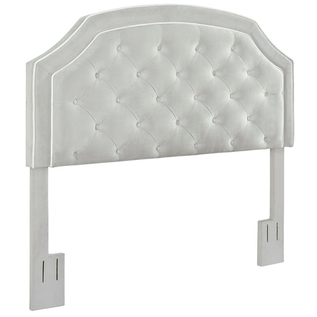 Welt Trim Diamond Tufted Adjustable Full or Queen Headboard in Light Gray Fabric