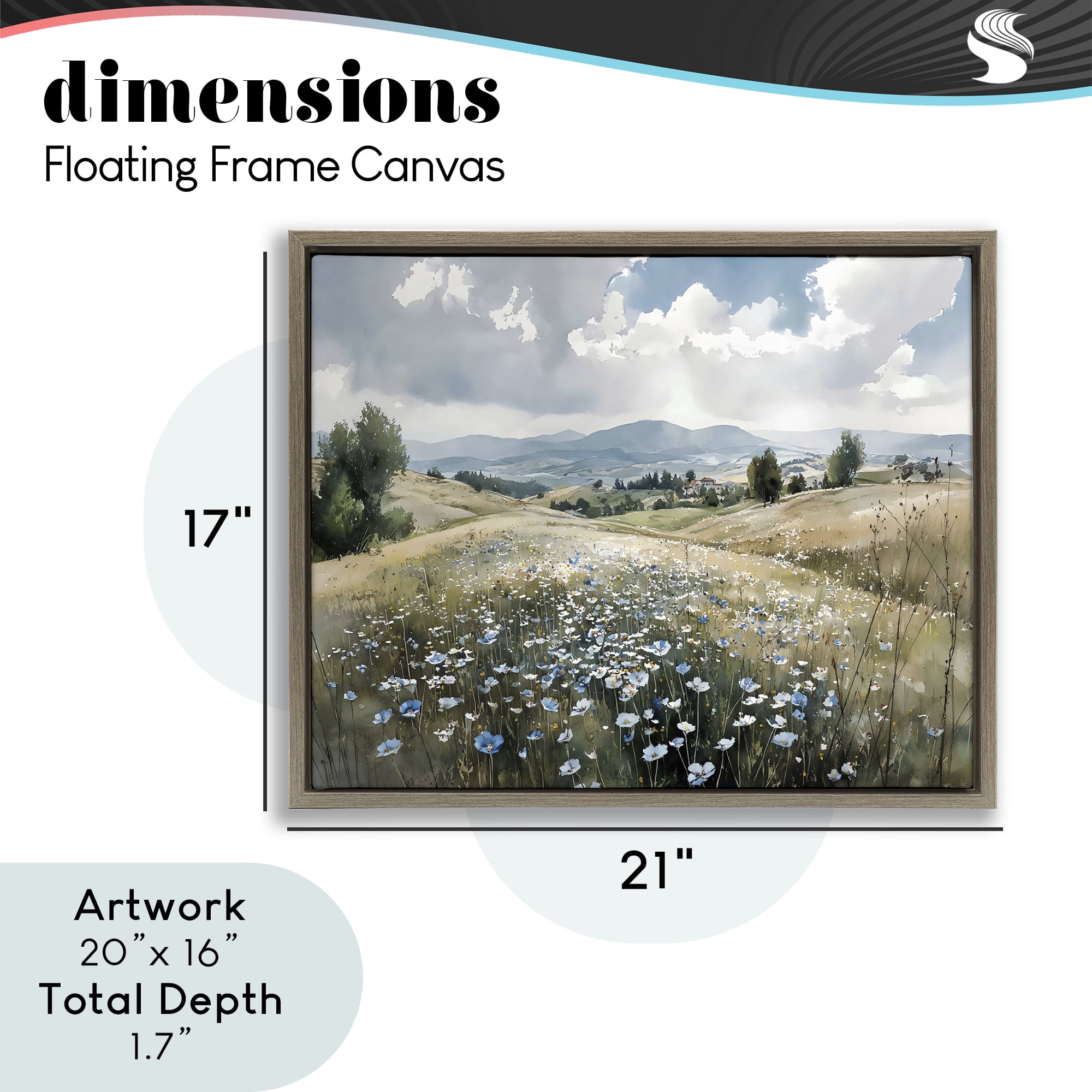 Stupell Industries Poppy Blues Across Meadow Brown Framed Floater Canvas Wall Art, design by Franklyn Gregory