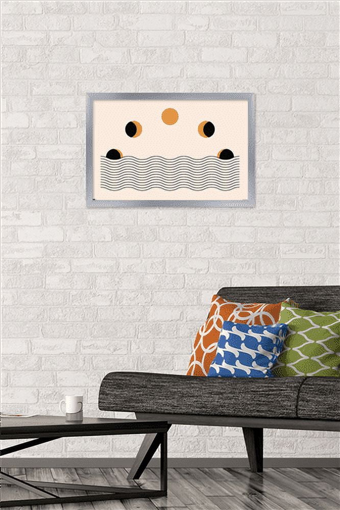 Abstract Moon Phases Wall Poster, 14.725" x 22.375", Framed