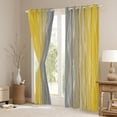 thumbnail image 3 of YST Yellow And Grey Window Curtains 38"Wx45"L Watercolor Ombre Blackout Curtains Gradient Geometric Curtains & Drapes Silver White Wavy Stripes Window Treatments 2 Panels Bedroom Decor, 3 of 6