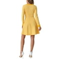 thumbnail image 3 of INSPIRE CHIC Women's Dress Houndstooth Plaid Crew Neck Button Front Elegant A-Line Dress XS Yellow, 3 of 6