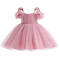 thumbnail image 2 of Toddler Baby Girls Off Shoulder Dress Ruffle Tulle Wedding Pageant Birthday Flower Girl Dress 1-6T, 2 of 5