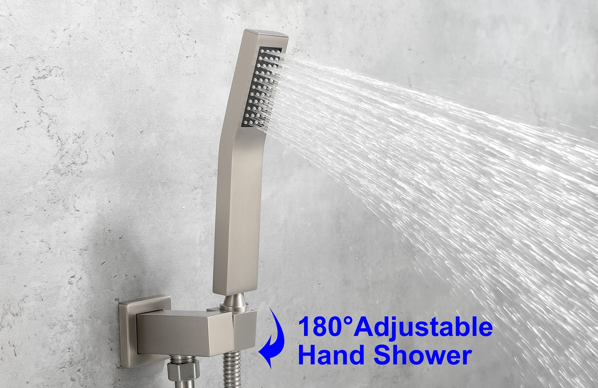 Waterfall Wall Mounted Bathtub Faucet With Hand Shower Brushed Nickel