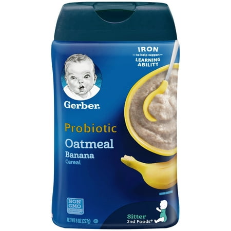 (6 Pack) Gerber Probiotic Oatmeal & Banana Baby Cereal, 8