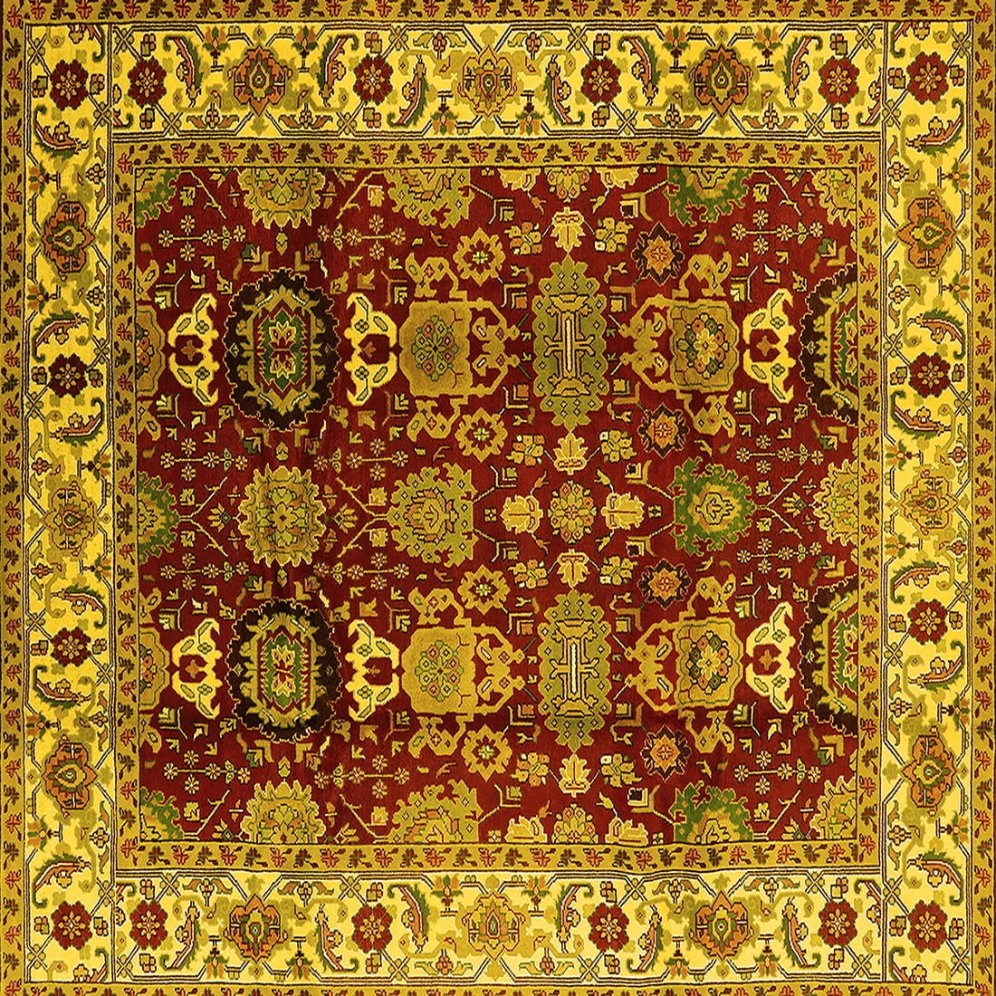 Ahgly Company Indoor Square Oriental Yellow Traditional Area Rugs, 7