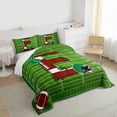 thumbnail image 3 of Homewish Cartoon Monogrammed E Bedding Comforter Set, Green Brown Football Rugby Twin Comforter Sets, Teens Kids Boys Girls Reversible Bedding Set, Breathable Home Decor, 2pcs, 3 of 8