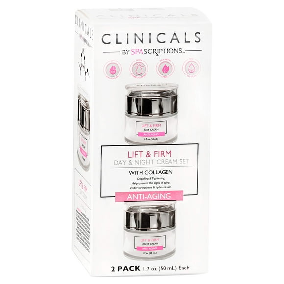 SpaScriptions Clinicals - Juego de crema de día y noche reafirmante y reafirmante con colágeno - Paquete de 2 (1,7 oz)