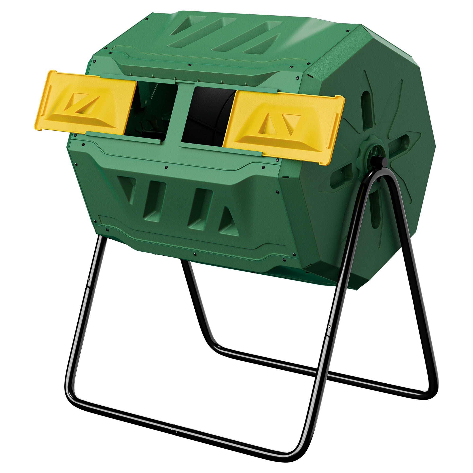 HomGarden 43Gal Tumbling Composter Bin 360° Dual Chamber BPA Free Green 36.4-in Height