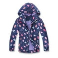 thumbnail image 3 of Gyexs Youth Girls Kids Rain Jackets Waterproof Lightweight Hooded Flower Cartoon Raincoats Lined Windbreakers for Outdoor (Navy, 9-10 Years), 3 of 9