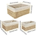 thumbnail image 2 of Juego de 3 cestas de mimbre para almacenamiento, pequeñas cestas rectangulares de mimbre con tela de lino, caja de almacenamiento trenzada para el hogar, dormitorio, baño, 2 of 5
