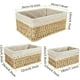 thumbnail image 2 of Juego de 3 cestas de mimbre para almacenamiento, pequeñas cestas rectangulares de mimbre con tela de lino, caja de almacenamiento trenzada para el hogar, dormitorio, baño, 2 of 5