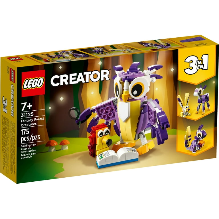 LEGO Creator 3 in 1 Fantasy Forest Creatures, Woodland Animal Toys Set  Transforms from Rabbit to Owl to Squirrel Figures, Gift for 7 Plus Year Old  Girls and Boys, 31125 