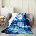 thumbnail image 1 of Erosebridal Japanese Style Throw Blanket for Couch 30x40,Ocean Wave Plush Blanket,Floral Decor, 1 of 5