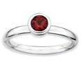 thumbnail image 1 of 925 Sterling Silver Low 5mm Round Garnet Stackable Ring Birthstone January Gemstone, 1 of 8