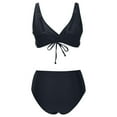thumbnail image 6 of ZQUUVOU Women's High Waisted Bikini Sets Two Piece Swimsuit Bathing Suit Tie Front Bikini Set High Waist Push Up Swimsuit Black, 6 of 6