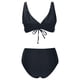 thumbnail image 5 of Trajes de Baño de Mujer de Cintura Alta Cuello en V Vendaje Sólido Ajustamiento Apretado Reunión Traje de Baño Conjunto Dividido, 5 of 6