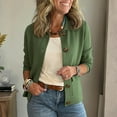 thumbnail image 2 of Women's Fashion Solid Color Jacket - Lapel Collar Long Sleeve Button Pockets Outerwear, Olive Green, L, 2 of 5