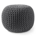 thumbnail image 2 of Casafield Round Pouf Ottoman, Dark Gray - 20" Dia x 14.5" High Cotton Knit Foot Stool - Boho Floor Pouffe for Living Room, 2 of 7