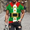 thumbnail image 3 of Men's Elf and Santa Claus Costume T-Shirts, Funny Christmas Sweatshirt Short Sleeve Pullover Crewneck Sweatshirts Xmas T Shirt Novelty Santa Printed Graphic Tee Funny Christmas Jumper, 3 of 4