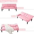 thumbnail image 2 of Aukfa Leather Futon Convertible Sofa Bed for Home Office, 2 Cup Holders&Pillows, Pink, 2 of 9