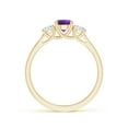 thumbnail image 2 of ANGARA Natural Classic Round Amethyst and Diamond Three Stone Ring in 14K Yellow Gold for Women (Size-5mm) | February Birthstone, Birthday, Anniversary, Jewelry Gift for Women | Natural Amethyst Ring, 2 of 9