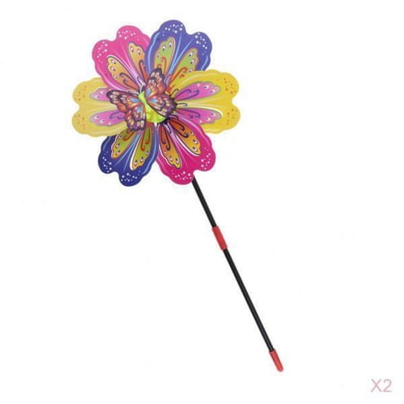 2x 3D Butterfly Colorful Windmill Wind Whirligig Yard Garden Decor kids children toy