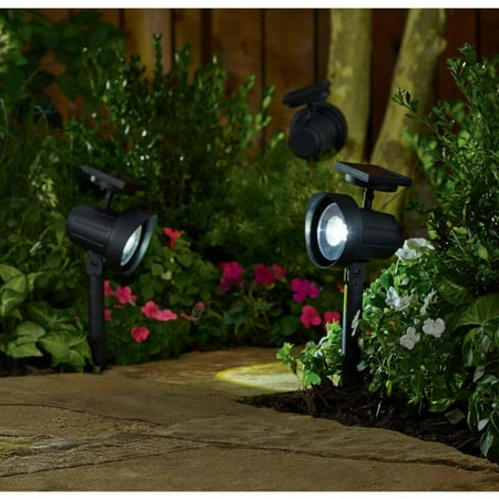 Better Homes and Gardens 6 Piece Solar-Powered Adjustable Spotlight Set, Black Finish