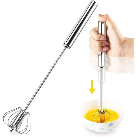 

Semi-automatic Whisk 12Inch Stainless Steel Egg Beater Hand Push Rotary Whisk Blender Stirrer for Making Cream Whisking Beating and Stirring (Silver) large 32cm