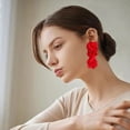 thumbnail image 2 of 3 Layers Fabric Flower Earrings Elegant Handmade Bohemian Style Jewelry for Women Soft Fabric Floral Earrings, 2 of 10