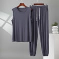 thumbnail image 2 of Men's Modal Sleepwear Sets Sleeveless Tank Top with Matching Pajama Pants Soft Comfortable Loungewear for Big Men Size 5XL Gray, 2 of 5