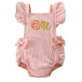 thumbnail image 2 of Baby Girl Birthday Romper Cute Ruffle Sleeveless Doughnut Letter Print Bodysuit Newborn Playsuit, 2 of 10