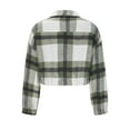 thumbnail image 4 of Flannel Fleece Jacket Women Plaid Zip Up Cropped Jackets Long Sleeve Collared Shackets with Pockets Fashion Going Out Jackets Fall Clothes 2025, 4 of 7