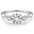 thumbnail image 3 of Gem Stone King 10K White Gold White Created Sapphire 3-Stone Ring for Women | 1.26 Cttw | Round 6MM | Gemstone September Birthstone | Size 9, 3 of 6
