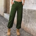 thumbnail image 5 of Jeans for Women Casual Lightweight Elastic Waist Stretchy Pants Summer Trouses with Pockets Army Green XXL, 5 of 7