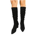 thumbnail image 2 of Purcolt Mid-Calf Boots for Women Vintage Trendy Faux Suede Pointed Toe Block Heel Booties Comfort Casual Non-Slip Pull-on Western Cowgirl Boots for Club Concert Trave, 2 of 9