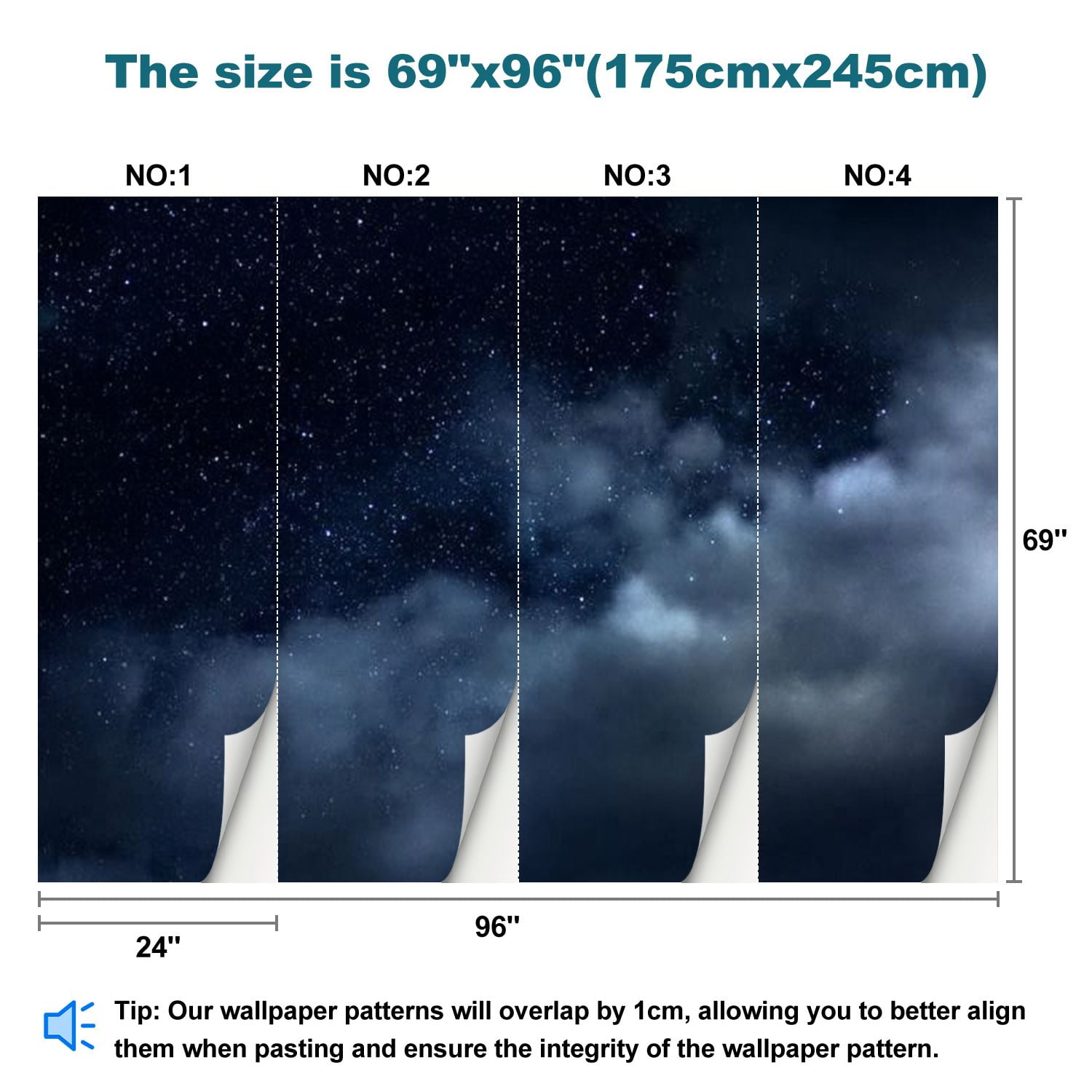 Peel and Stick Wallpaper Starry Sky Stars Clouds Modern Art Wall Mural Decor Self Adhesive and Removable 69in x 98in