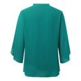 thumbnail image 1 of Blusa de gasa elegante y casual con volantes, mangas 3/4 y cuello en V para mujer - Doble capa y bajo fluido - Para la oficina o fiestas - Tallas S-XXL, 1 of 6