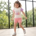 thumbnail image 2 of Infant Girls Clothes Fall Outfits Summer Letter Embroidery Color Block T Shirt Solid Pocket Shorts 2 Piece School Outfit Set Size 6-12 Months, 2 of 4