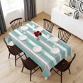 thumbnail image 6 of Aqua Grey White Stripe Table Cloth Waterproof Tablecloths, Rustic Modern Turquoise Striped Tablecloth Dining Table Cover for Kitchen Party Tabletop Outdoor, Rectangle Tablecloth 54x108 Inch, 6 of 9