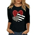 thumbnail image 2 of FASHOFT Valentinas Day Shirts for Women Crewneck 3/4 Sleeve T-Shirts Spring Love Heart Graphic Tee Tops Valentines Day Gifts for Her Black L, 2 of 4